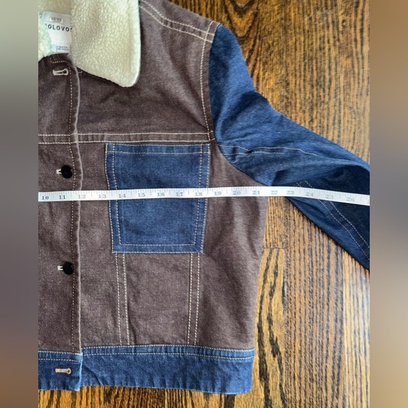 Colovos Multi Fleck Color block, Jacket Brown and Blue Women size Large - Picture 11 of 12